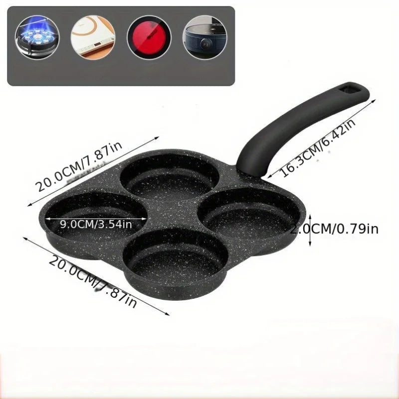 4-Cup Egg Frying Pan – Medical Stone Nonstick Coating, Gas & Induction Compatible, 20cm