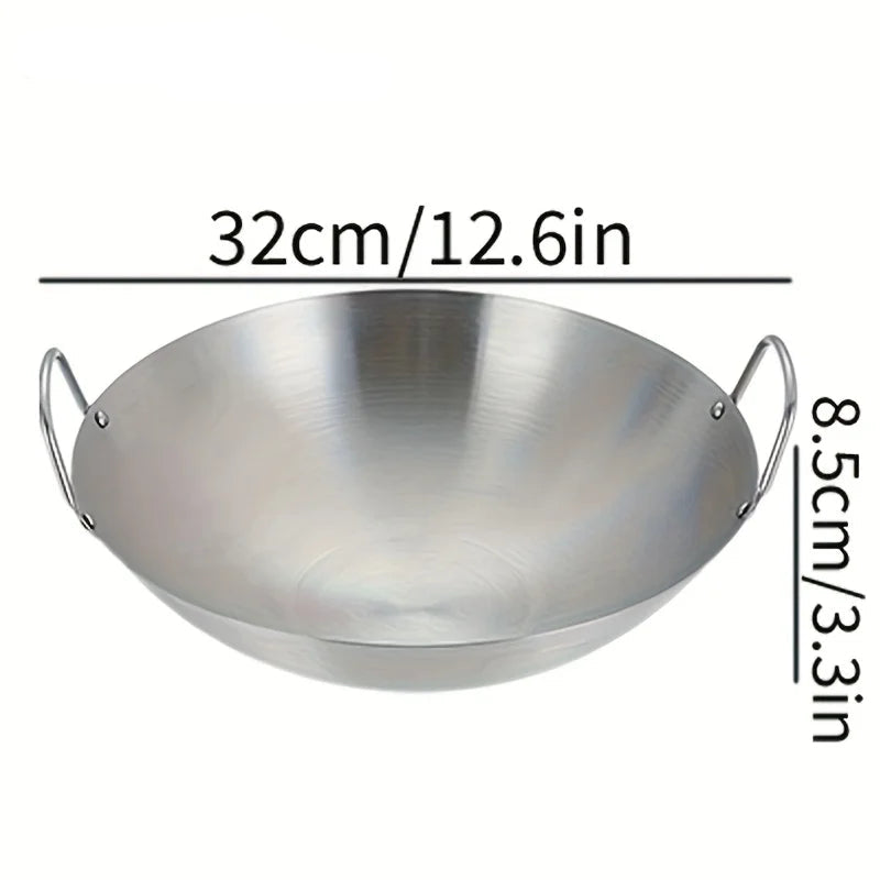Stainless Steel Wok with Double Handles 32cm