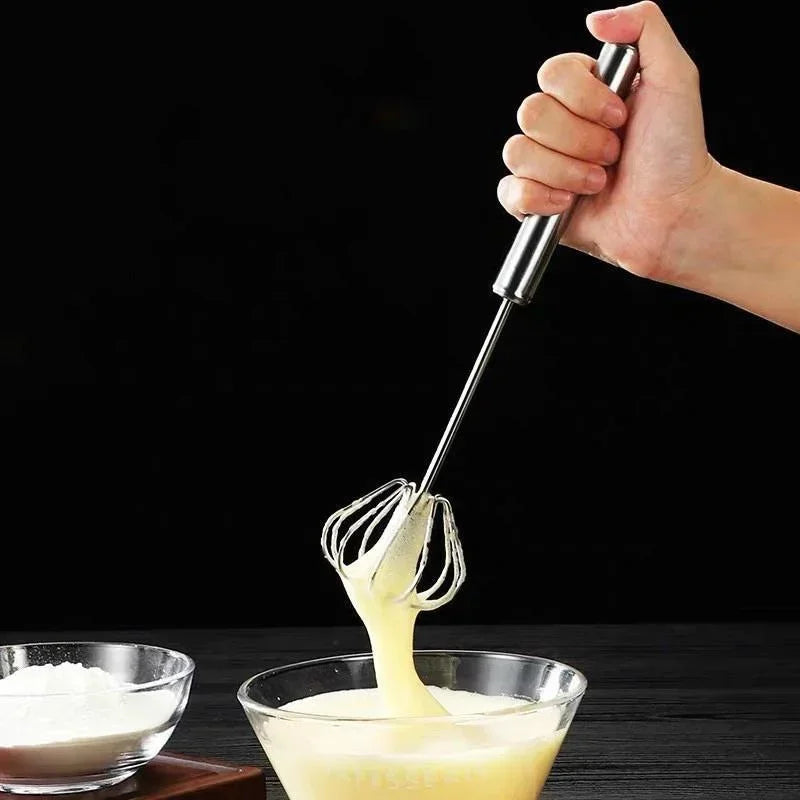Semi-Automatic Stainless Steel Push Whisk – Hand-Push Egg Beater & Milk Frother – Best for Eggs, Cream & Sauces – Available in 10, 12 & 14 Inch