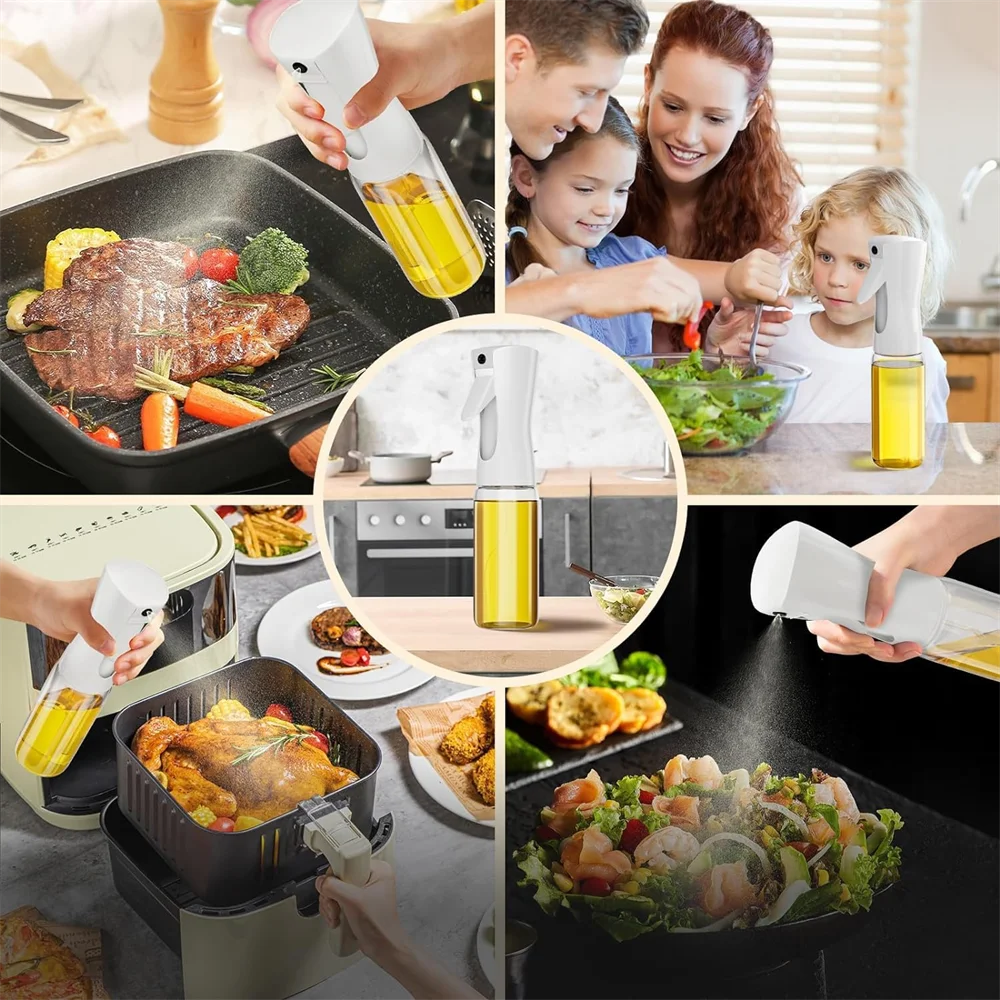 Oil Spray Bottle for Cooking – Reusable Olive Oil Mister & Vinegar Sprayer – Best for Air Fryers, Salads & BBQ – Available in 200ml, 300ml & 500ml, Black or White