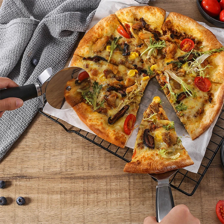 Stainless Steel Pizza Wheel Cutter & Server Set