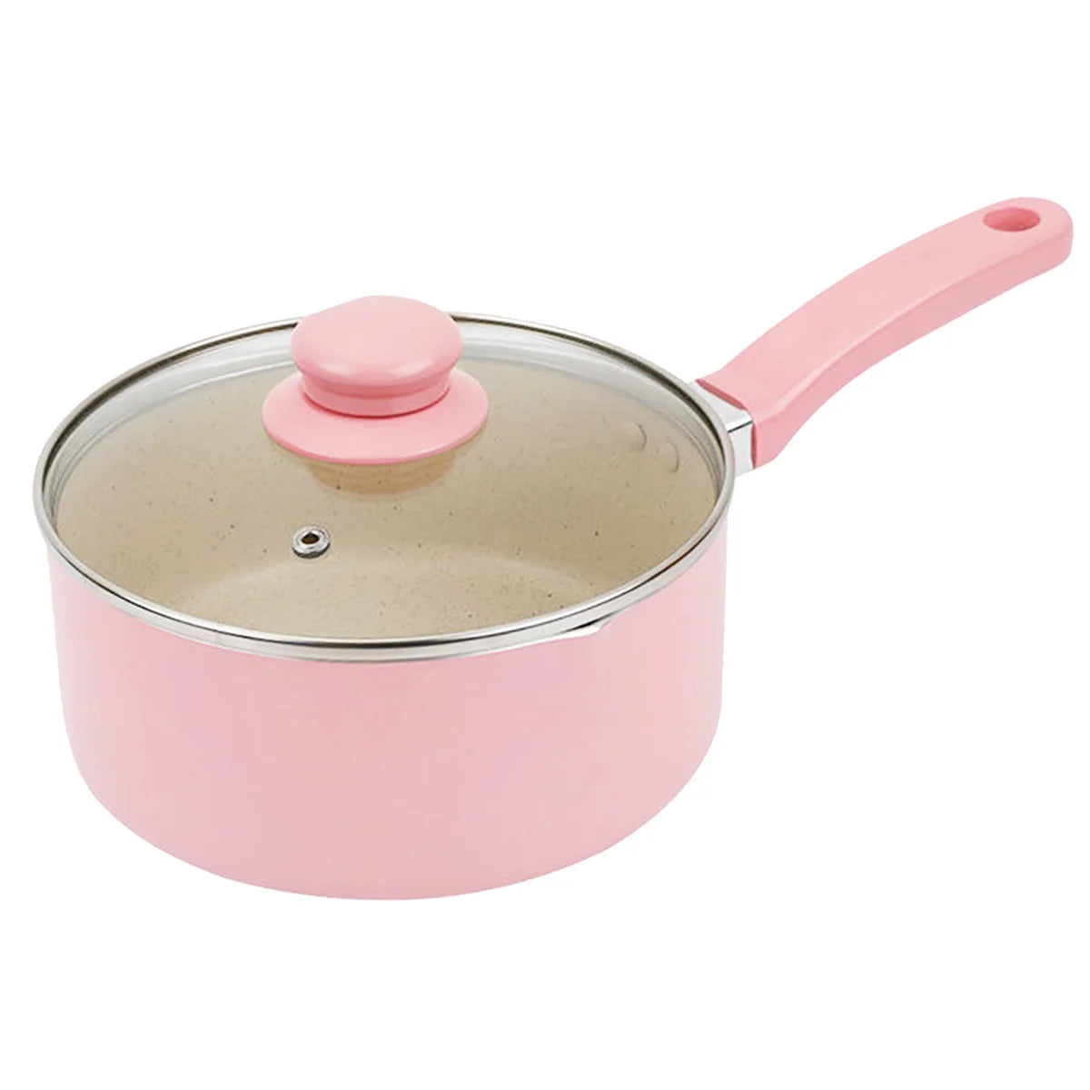 Non-Stick Aluminium Saucepan with Lid – Aluminium Alloy, Gas & Induction Compatible, Available in 1.4L & 2.2L – Great for Soups, Sauces, Milk and Everyday Cooking Pink