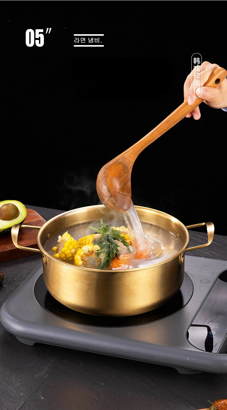 Golden Stainless Steel Noodle Pot with Lid