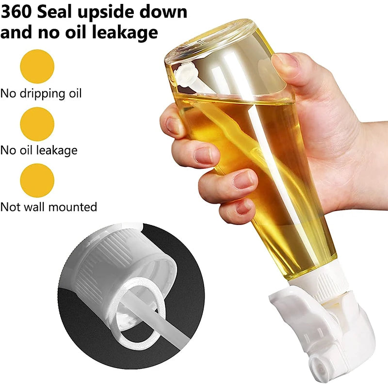 240ml Glass Oil Sprayer Bottle with Rotating Nozzle – Olive Oil Mister & Spritzer – Great for Air Fryers, Salads & Roasting – Available in Black, White & Silver Colours