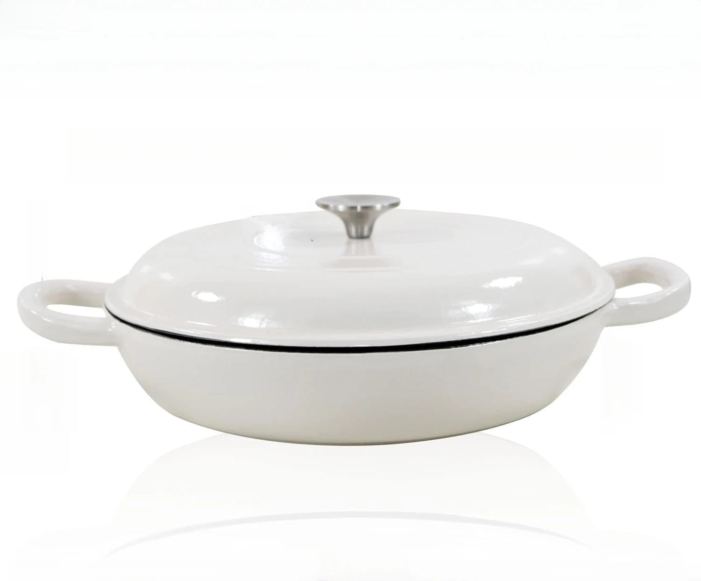 4.5L Cast Iron Dutch Oven Braiser Casserole Pan with Lid & Dual Handles – Designed for Searing, Braising, Roasting, Baking, Stews, Curries, Soups, One-Pot Meals and Everyday Cooking – Compatible with Induction & Gas Stoves