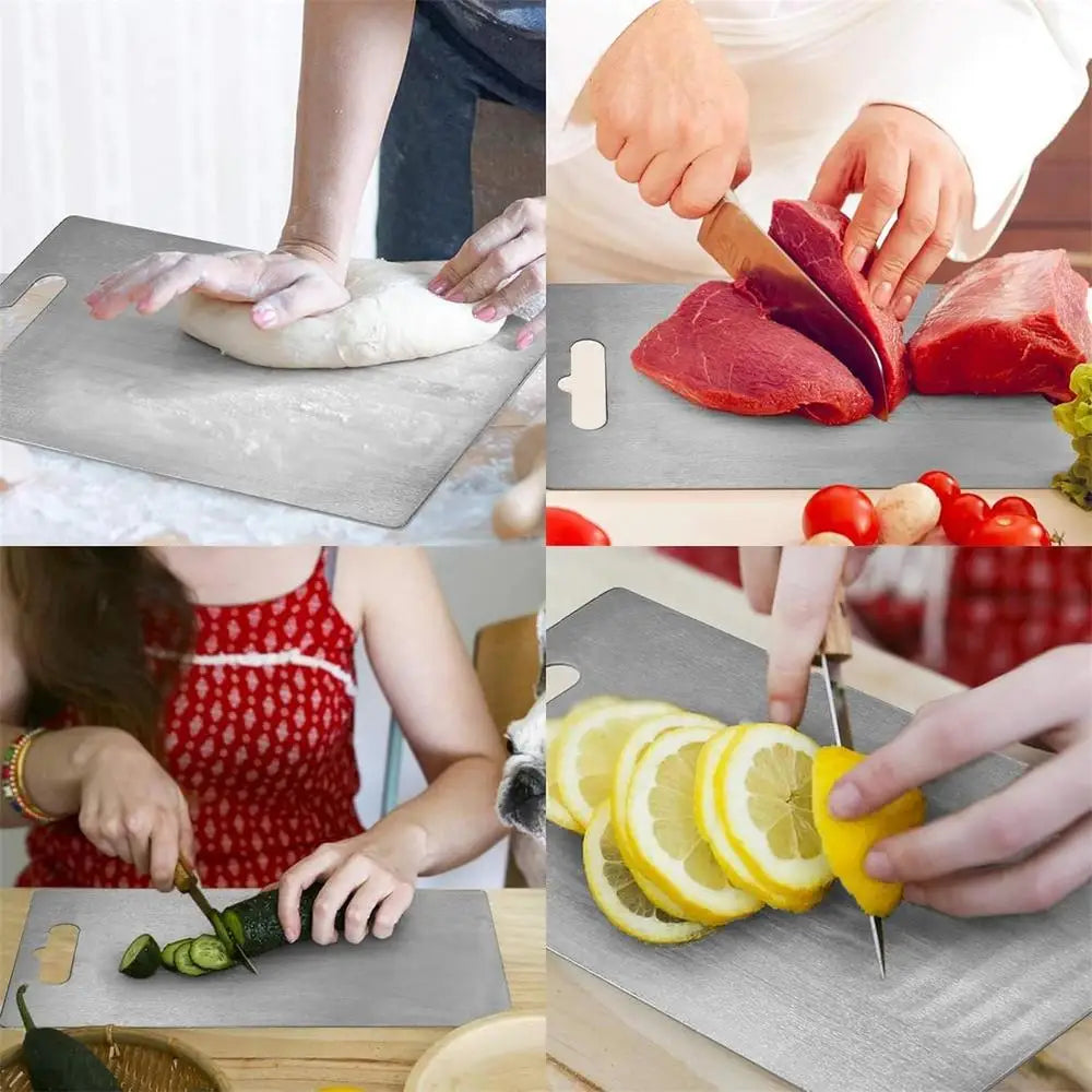 Titanium 304 Stainless Steel Chopping Board – Thickened Double-Sided Food-Grade Cutting Board – Great for Meat, Fruit & Vegetables – Available in 5 Sizes