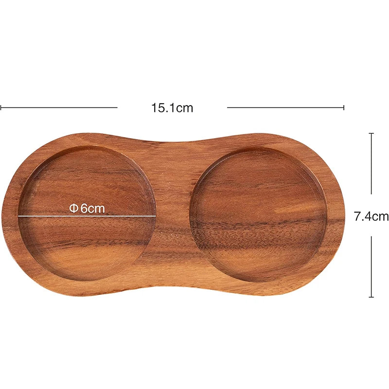 Acacia Wood Salt & Pepper Mill Tray – Grinder Stand & Holder – Best for Protecting Worktops & Dining Tables