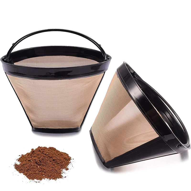 Reusable Stainless Steel Coffee Filter Cone – Permanent Basket Filter for Coffee Makers – Perfect for Everyday Filter Coffee – Available in 1 Piece & 2 Pieces