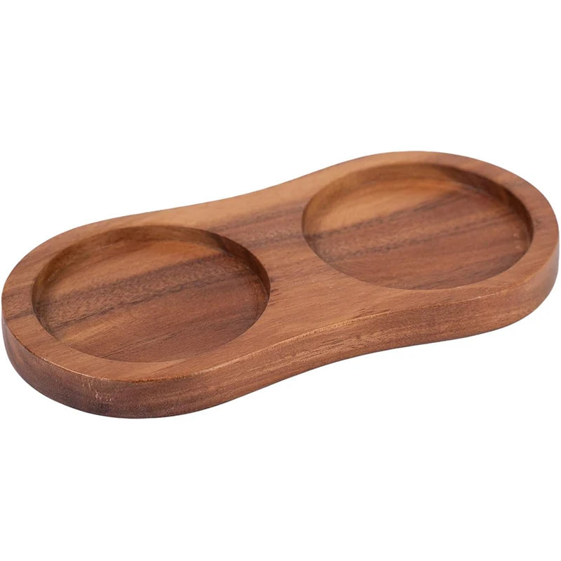 Acacia Wood Salt & Pepper Mill Tray – Grinder Stand & Holder – Best for Protecting Worktops & Dining Tables