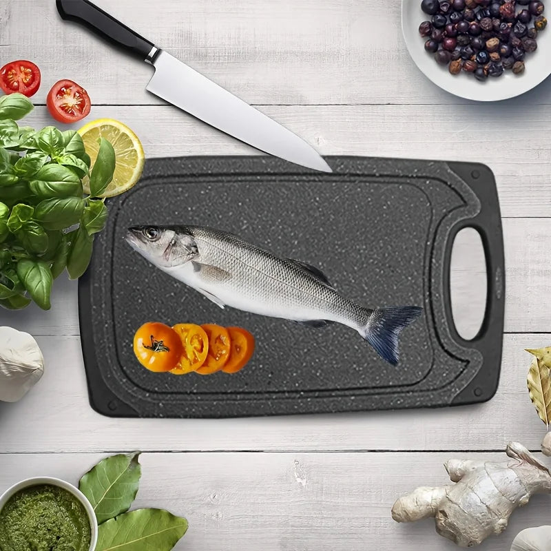 3 Piece Plastic Chopping Board Set – Large, Medium & Small Non-Slip Boards with Handles & Juice Grooves – Best for Meat, Veg & Fruit, Dishwasher Safe