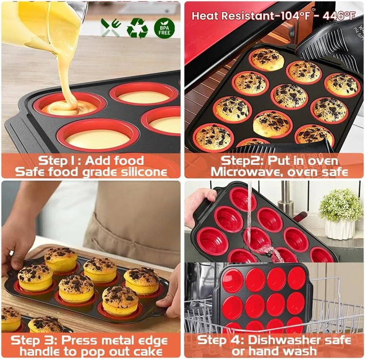 Collapsible Silicone Muffin Pan with Metal Frame