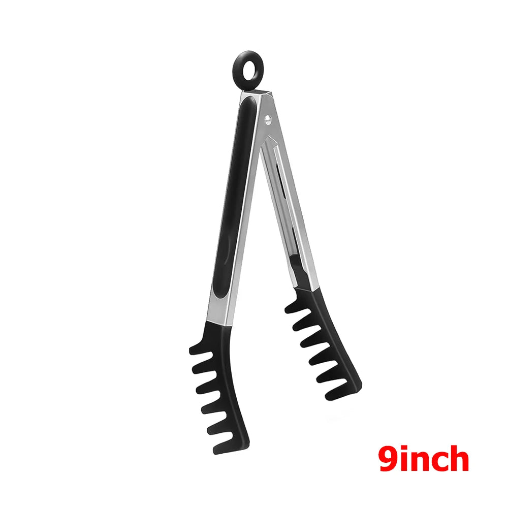 Stainless Steel Kitchen Tongs with Silicone Tips – Nonstick Cooking & BBQ Grilling Tongs – Best for Serving, Frying & Salads