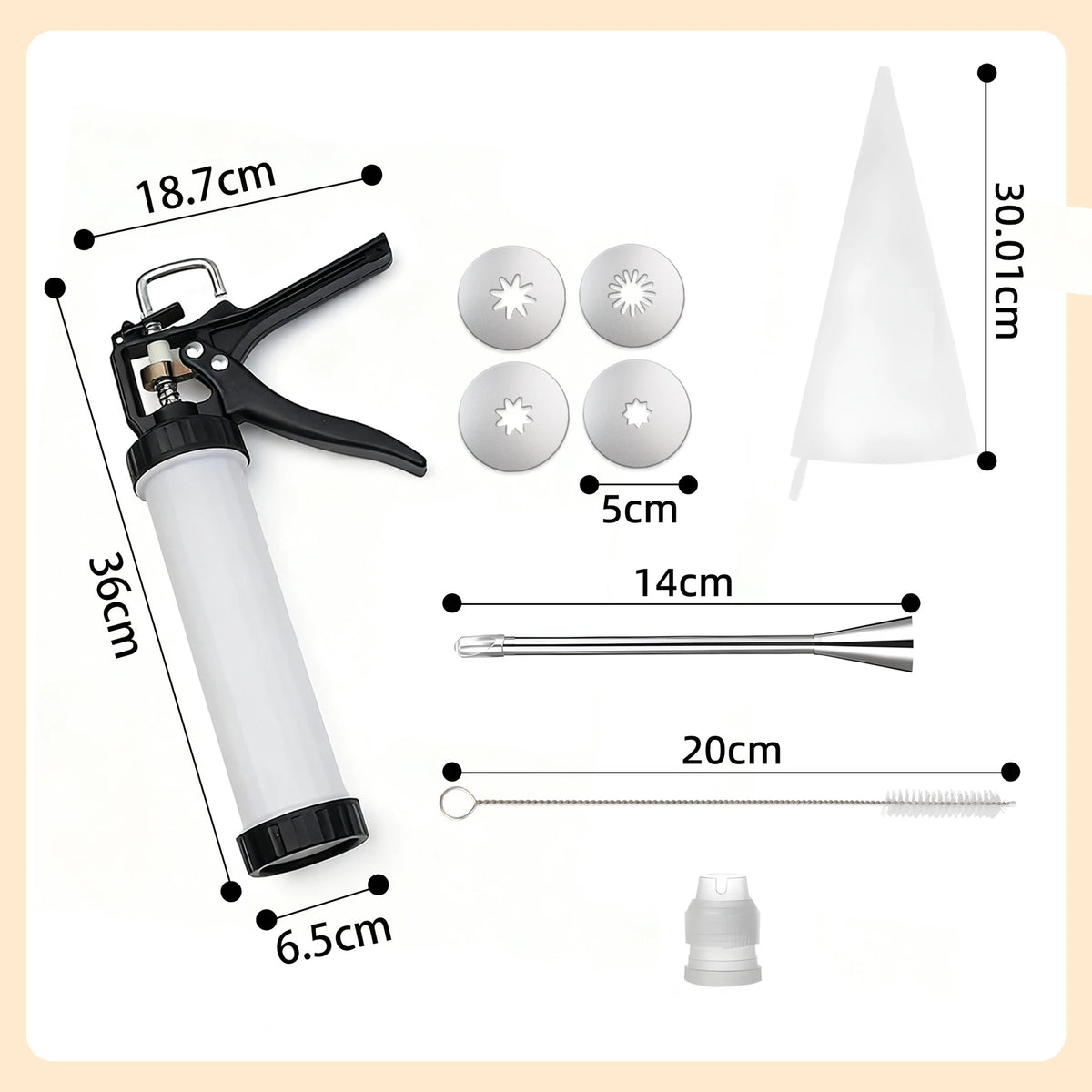 3-in-1 Stainless Steel Churro Maker & Cookie Press Kit – Spritz Biscuit Gun with Moulds – Great for Churros, Biscuits & Piped Desserts