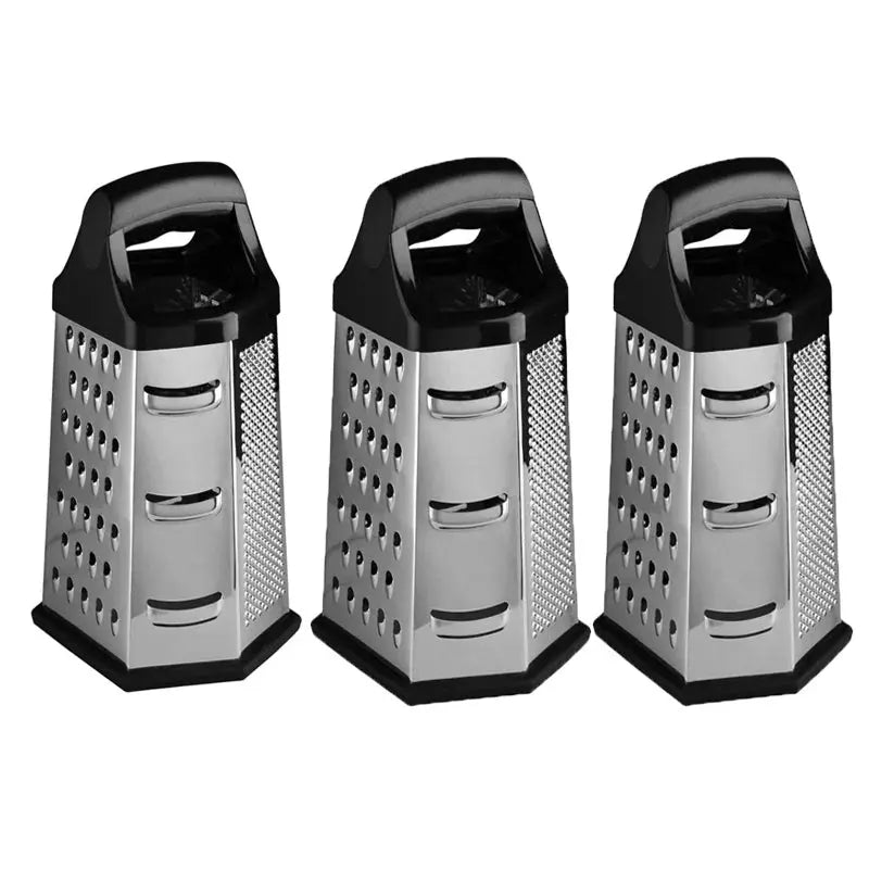 6-in-1 Stainless Steel Box Grater with Ergonomic Comfortable Handle – Multipurpose All-in-One Grater & Zester Designed for Cheese, Vegetables & More – Ideal for Grating, Slicing & Zesting