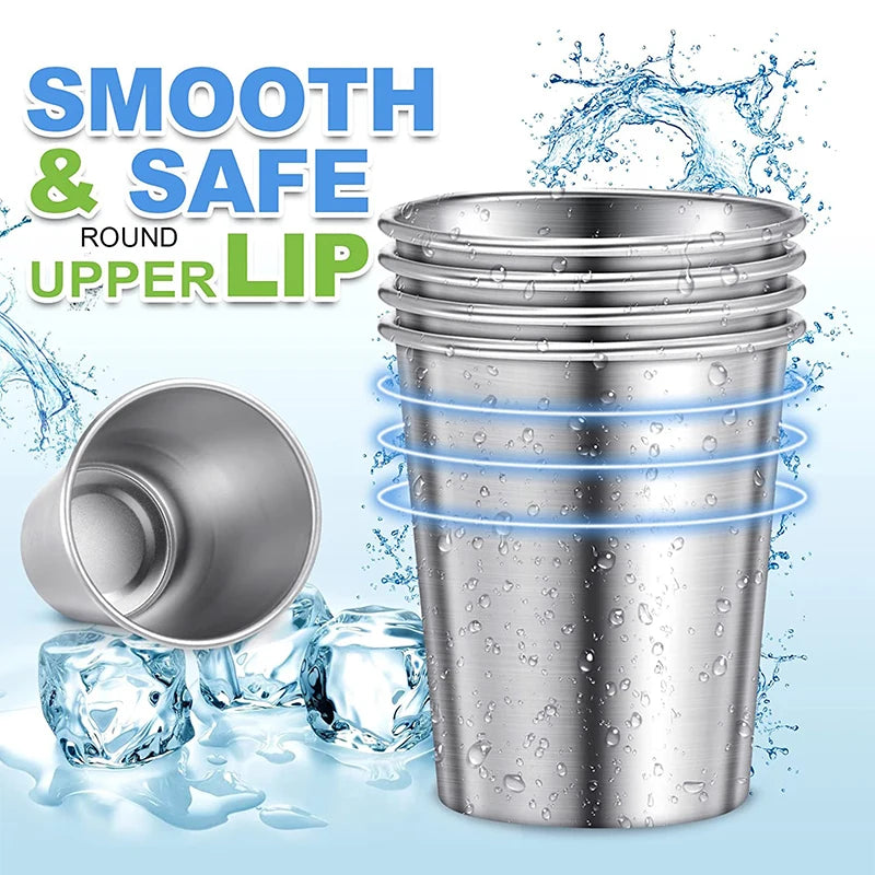 500ml Stainless Steel Stackable Tumbler Cup – Unbreakable Reusable Metal Pint Cup – Best for Water, Milk, Kids & Travel
