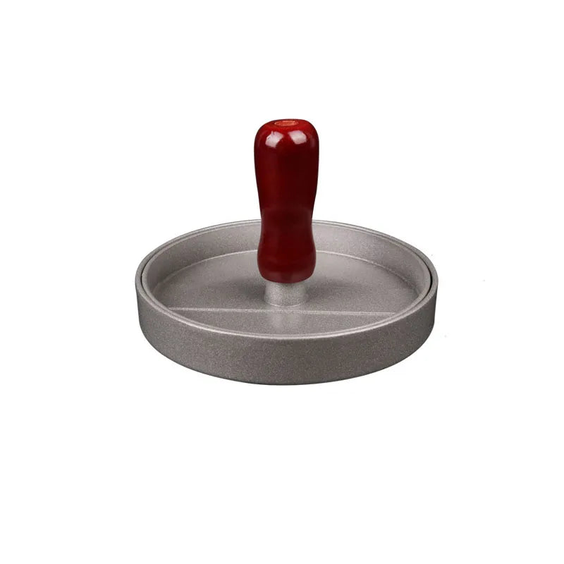 Non-Stick Burger Press with Wax Papers – Aluminium Round Patty Maker with Removable Handle – Ideal for BBQ Burgers & Meat Pies – Available in Black & Red Colours