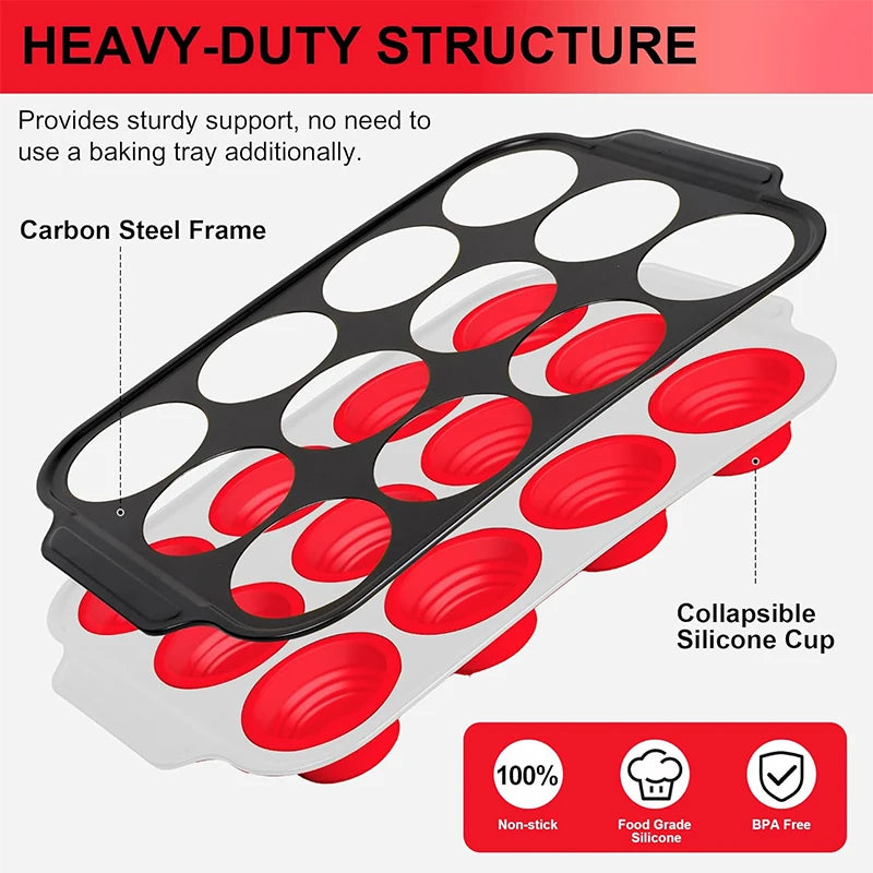 Collapsible Silicone Muffin Pan with Metal Frame
