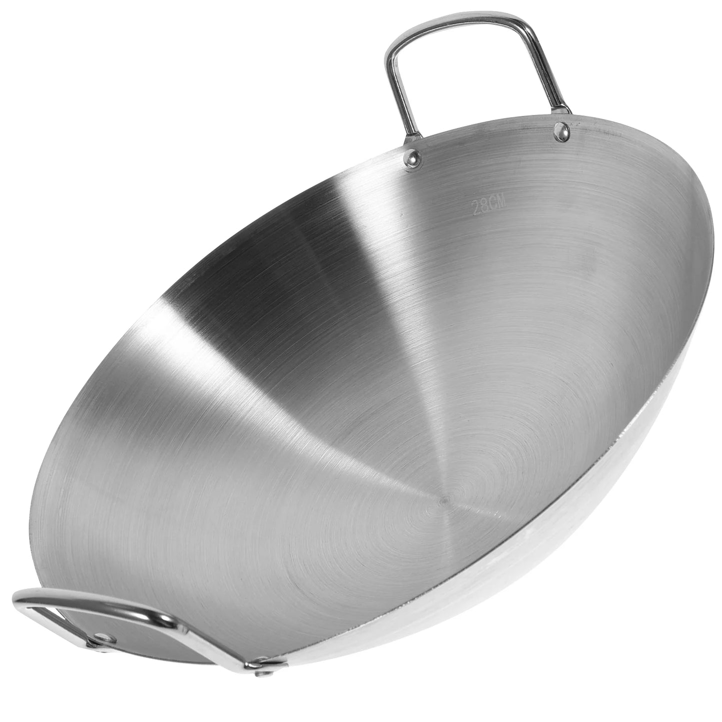 Stainless Steel Wok with Dual Handles – Uncoated Heavy-Duty Thick Durable Chef’s Cooking Wok Pan – Perfect for Stir-Frying, Deep-Frying, Steaming, Boiling, Searing, Smoking & More – Available in 26cm, 28cm
