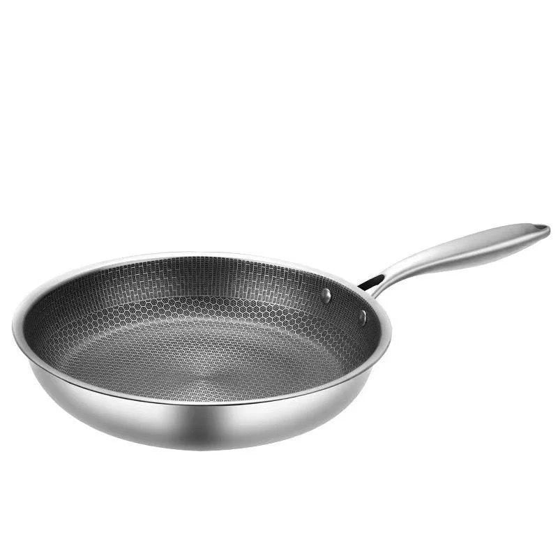 Honeycomb Stainless Steel Frying Pan – Uncoated Thickened Non-Stick Steak Pan for Gas & Induction – Great for Searing, Sautéing & Pancakes – Available in 26cm, 28cm & 30cm