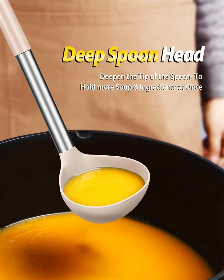 Silicone Pasta Fork & Ladle Spoon Set