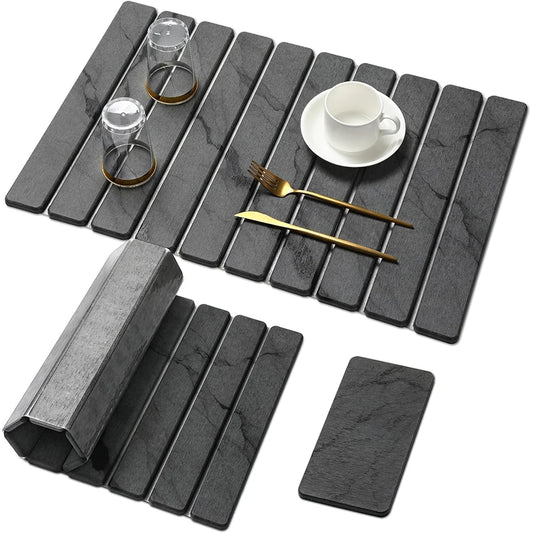 Large Diatomaceous Earth Stone Dish Drying Mat – Quick Dry Stone Pad for Plates, Bottles & Cups – Ideal for Kitchen Worktops