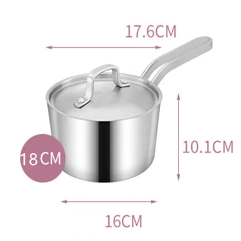 304 Stainless Steel Saucepan with Stainless Steel Lid & Stock Pot with Glass Lid, Compatible with Gas & Electric Hobs, Multi-Size Cookware Available in 16cm, 18cm, 20cm, 22cm & 24cm for Everyday Cooking
