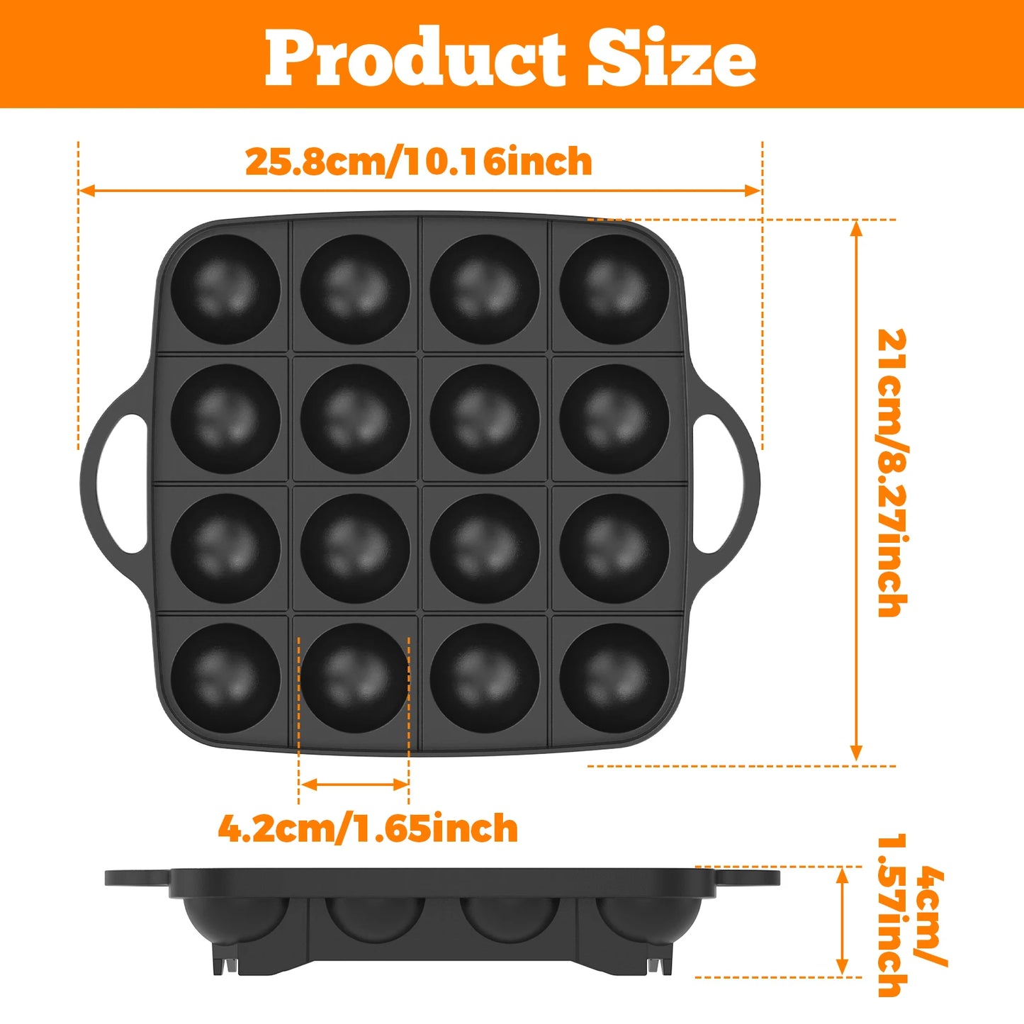 Takoyaki Pan — 16 Hole without brush