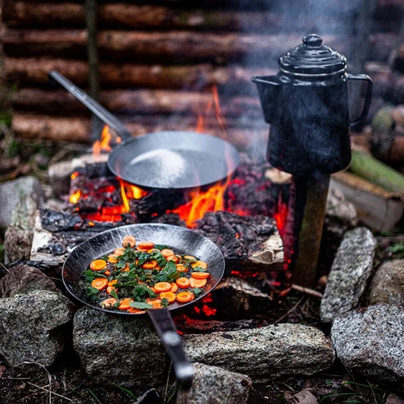 28cm Pre-Seasoned Carbon Steel Frying Pan – Uncoated, Oven Safe | Gas & Induction Compatible