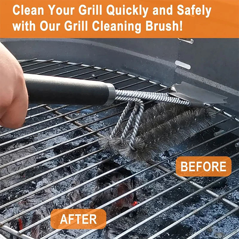 Stainless Steel Grill Brush and Scraper with Long Handle