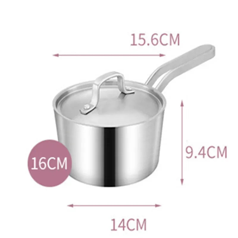 304 Stainless Steel Saucepan with Stainless Steel Lid & Stock Pot with Glass Lid, Compatible with Gas & Electric Hobs, Multi-Size Cookware Available in 16cm, 18cm, 20cm, 22cm & 24cm for Everyday Cooking