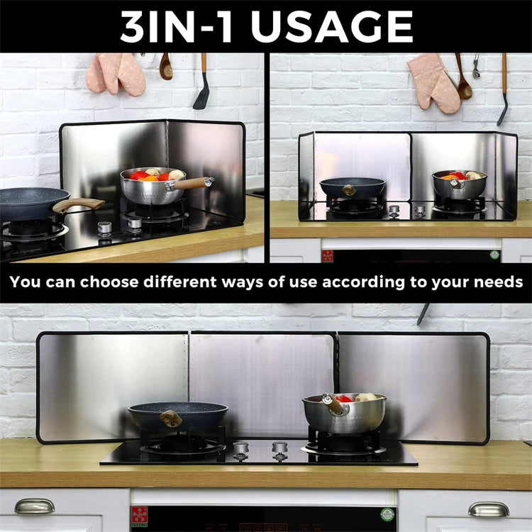 Foldable Stainless Steel Splatter Guard – Hob Oil Splash Board & Heat Shield – Great for Frying on the Stove Top – Available in Multiple Sizes