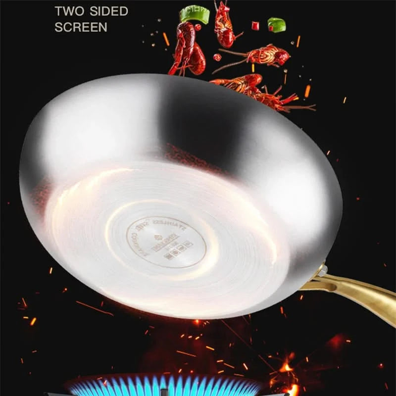 Non-Stick Stainless Steel Skillet – 316 Grade, Ideal for Cooking Steak and Versatile Dishes, Designed for Gas and Induction Stoves