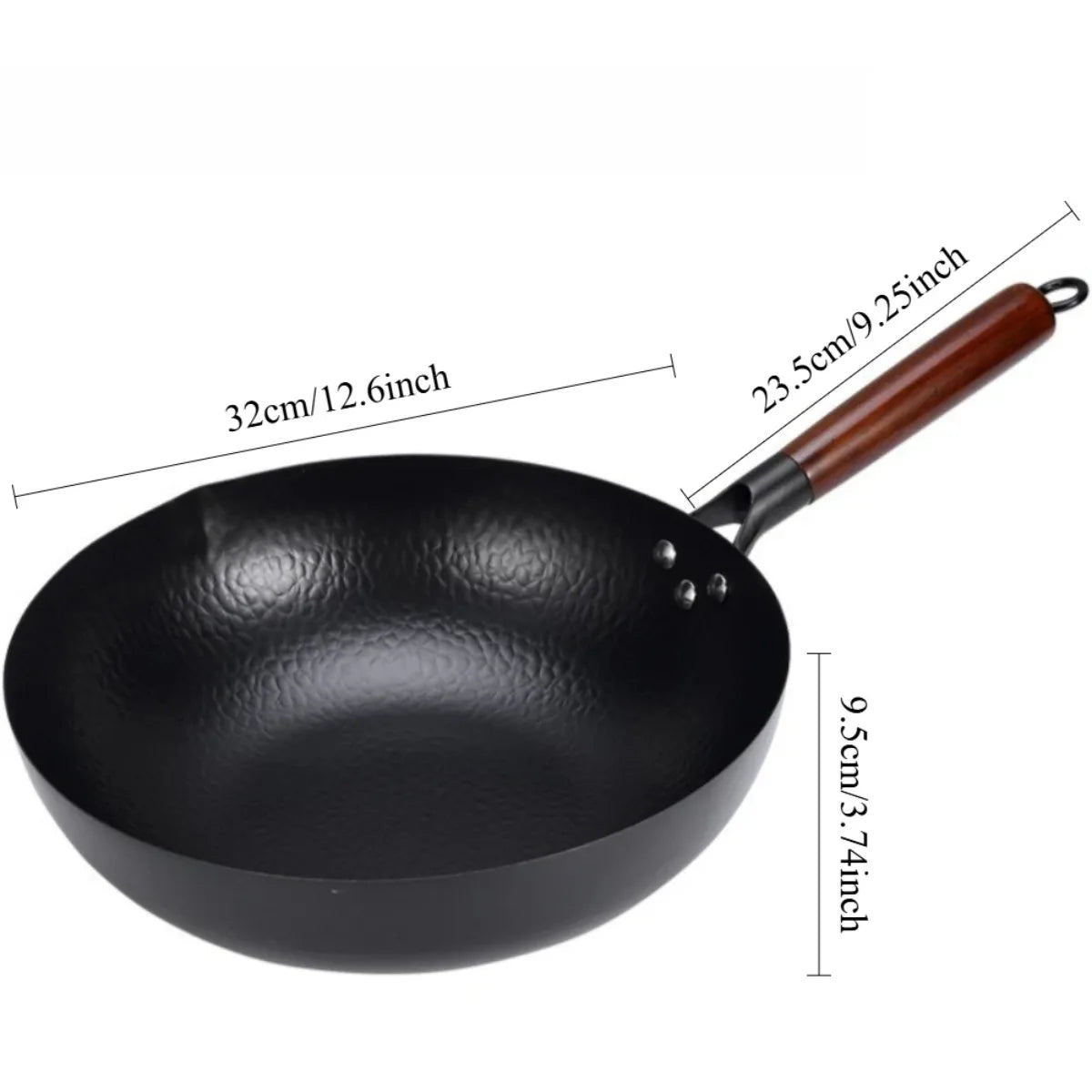 Cast Iron Wok – Uncoated Scratch-Resistant Stir-Fry Wok for Gas & Induction Hobs – Great for High-Heat Stir-Frying & Deep Frying (32cm)