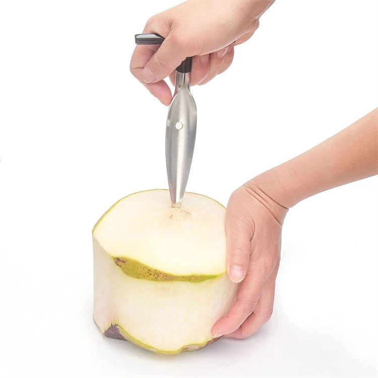 Stainless Steel Coconut Opener & Scraper – Coconut Punch Tool with Hammer – Perfect for Opening Fresh Young Coconuts