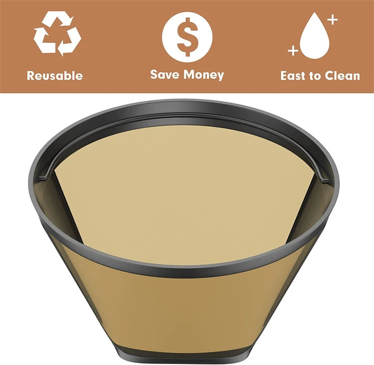 Reusable Stainless Steel Coffee Filter Cone – Permanent Basket Filter for Coffee Makers – Perfect for Everyday Filter Coffee – Available in 1 Piece & 2 Pieces