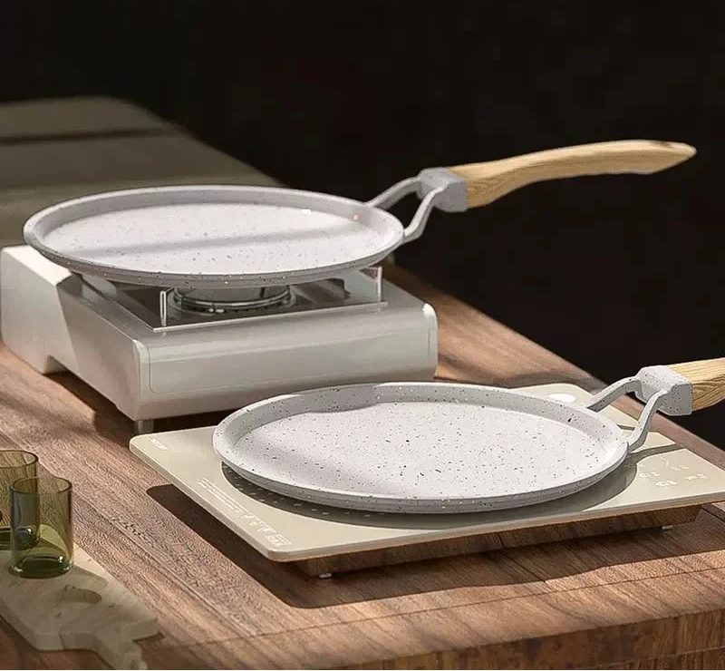 Maifan Stone Non-Stick Crepe & Pancake Pan with Wooden Handle(20/24/28cm) – Flat Pan  Ideal for Pancakes, Crepes & Everyday Cooking , Induction & Gas Compatible