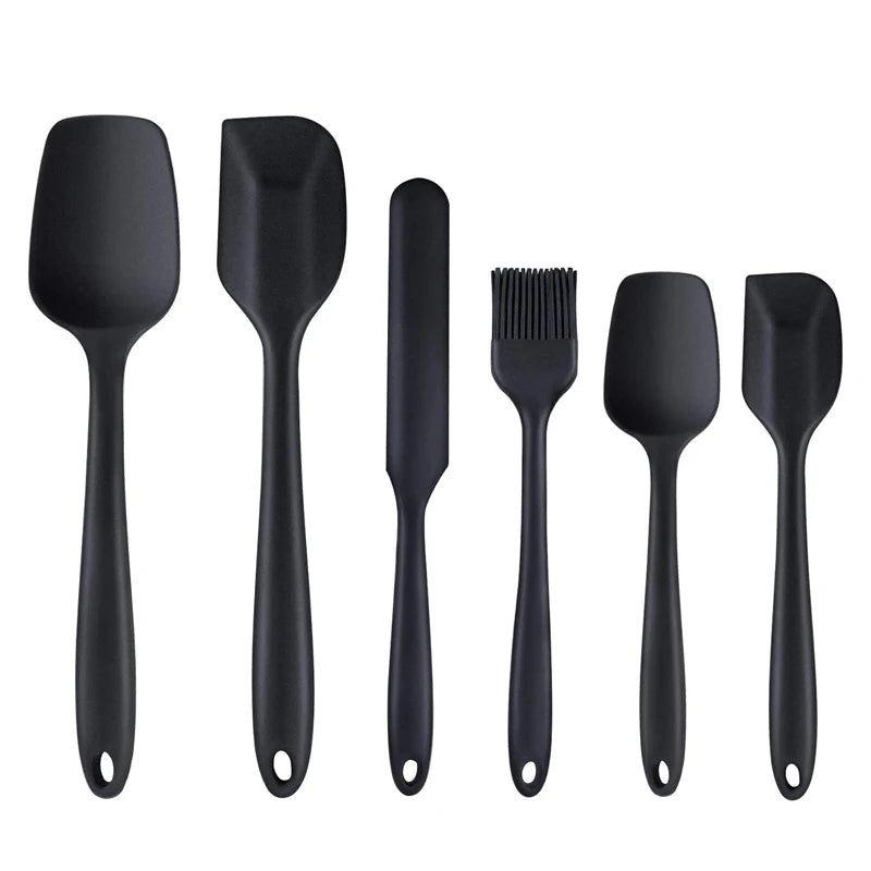 6-Piece Silicone Spatula Set – Non-Stick Heat-Resistant Utensils for Cooking, Baking, Mixing & Spreading – Includes Large Spoon Spatula, Large Spatula, Jar Spatula, Brush, Small Spoon Spatula & Small Spatula – BPA-Free -Available in red or black colour