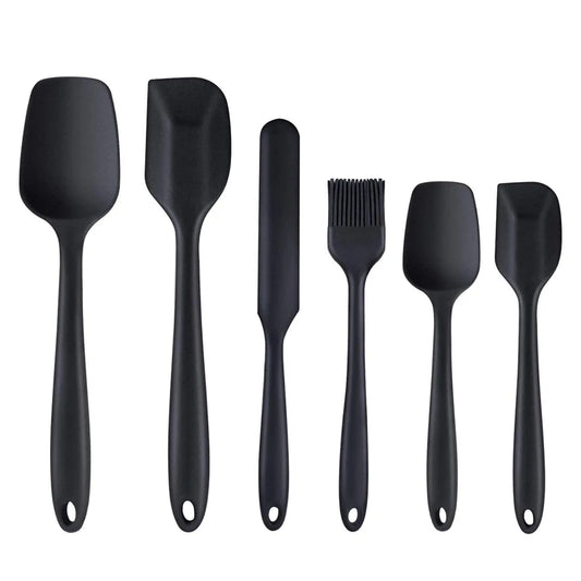 6-Piece Silicone Spatula Set – Non-Stick Heat-Resistant Utensils for Cooking, Baking, Mixing & Spreading – Includes Large Spoon Spatula, Large Spatula, Jar Spatula, Brush, Small Spoon Spatula & Small Spatula – BPA-Free -Available in red or black colour