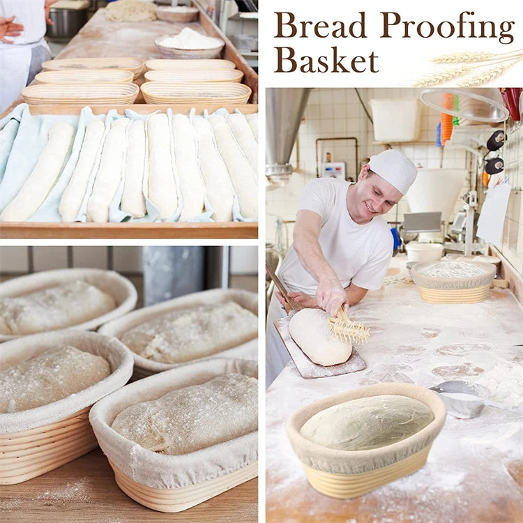 Rattan Bread Proofing Basket with Linen Liner – Round & Oval Banneton for Sourdough – Perfect for Proving Dough & Homemade Bread