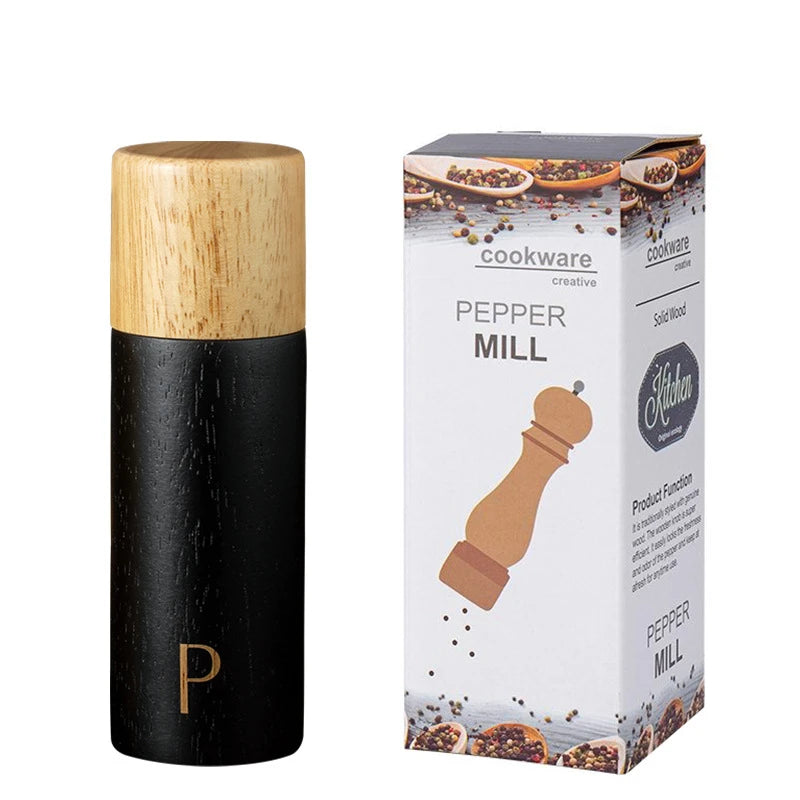 7 Inch Oak Wood Salt & Pepper Grinder Set – Manual Pepper Mill with Adjustable Ceramic Grinder – Perfect for Sea Salt & Peppercorns