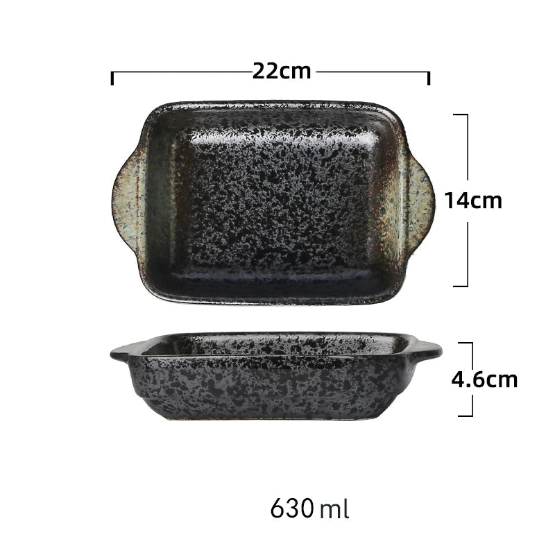 Ceramic Rectangular Baking Tray with Dual Handles – High-Temperature Resistant Porcelain Dish for Baking, Roasting, BBQ, Pasta, Rice, Lasagna, Salads & Daily Meals – Durable, Easy-to-Clean & Even-Heat Design – Oven, Microwave & Dishwasher Safe