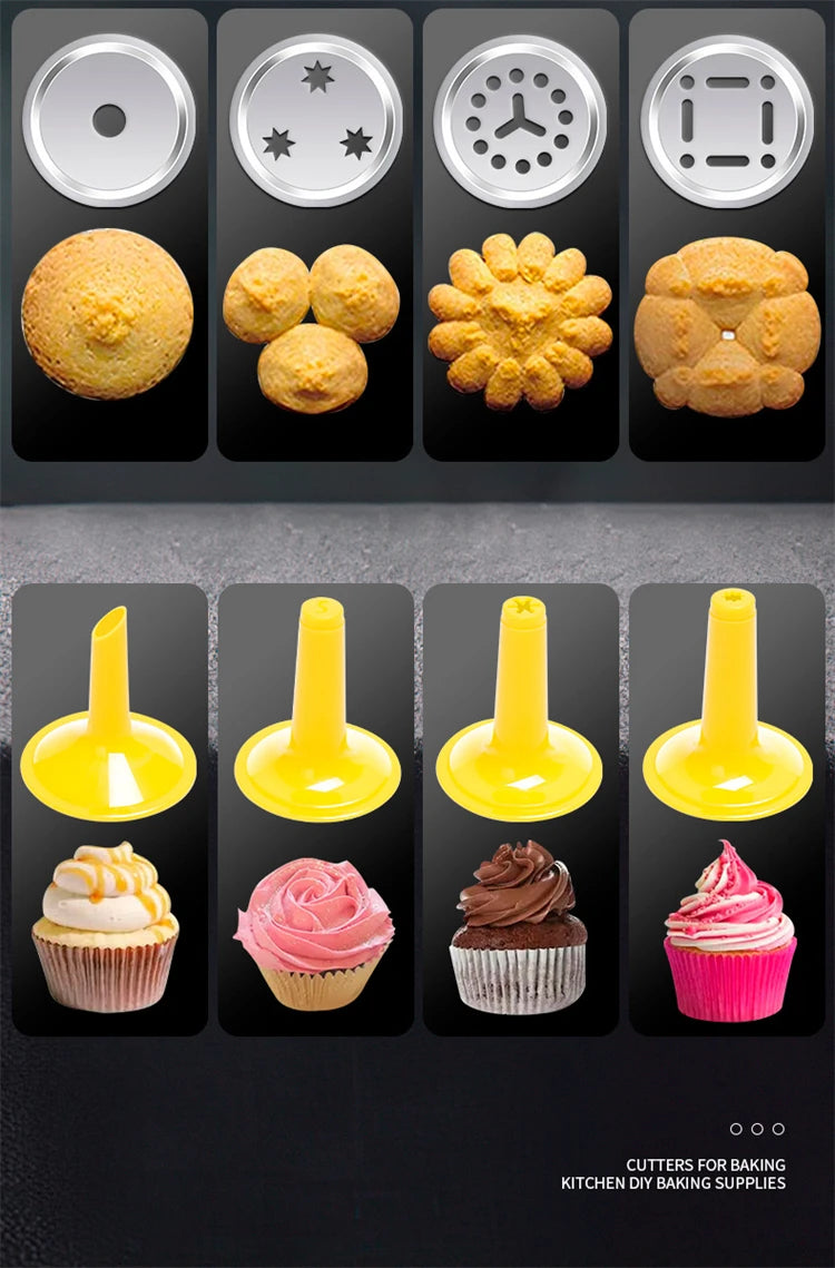 Stainless Steel Cookie Press Gun Kit – Biscuit Press with 20 Discs & 4 Icing Nozzles – Great for Homemade Biscuits & Decorating