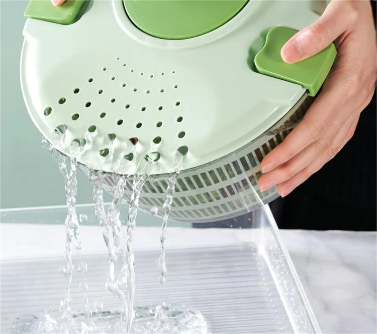 4.2L Quick Dry Salad Spinner – Lettuce Washer & Drainer with Multiple Water Outlets – Best for Washing & Drying Salad Leaves – Available in Black & Green Colours