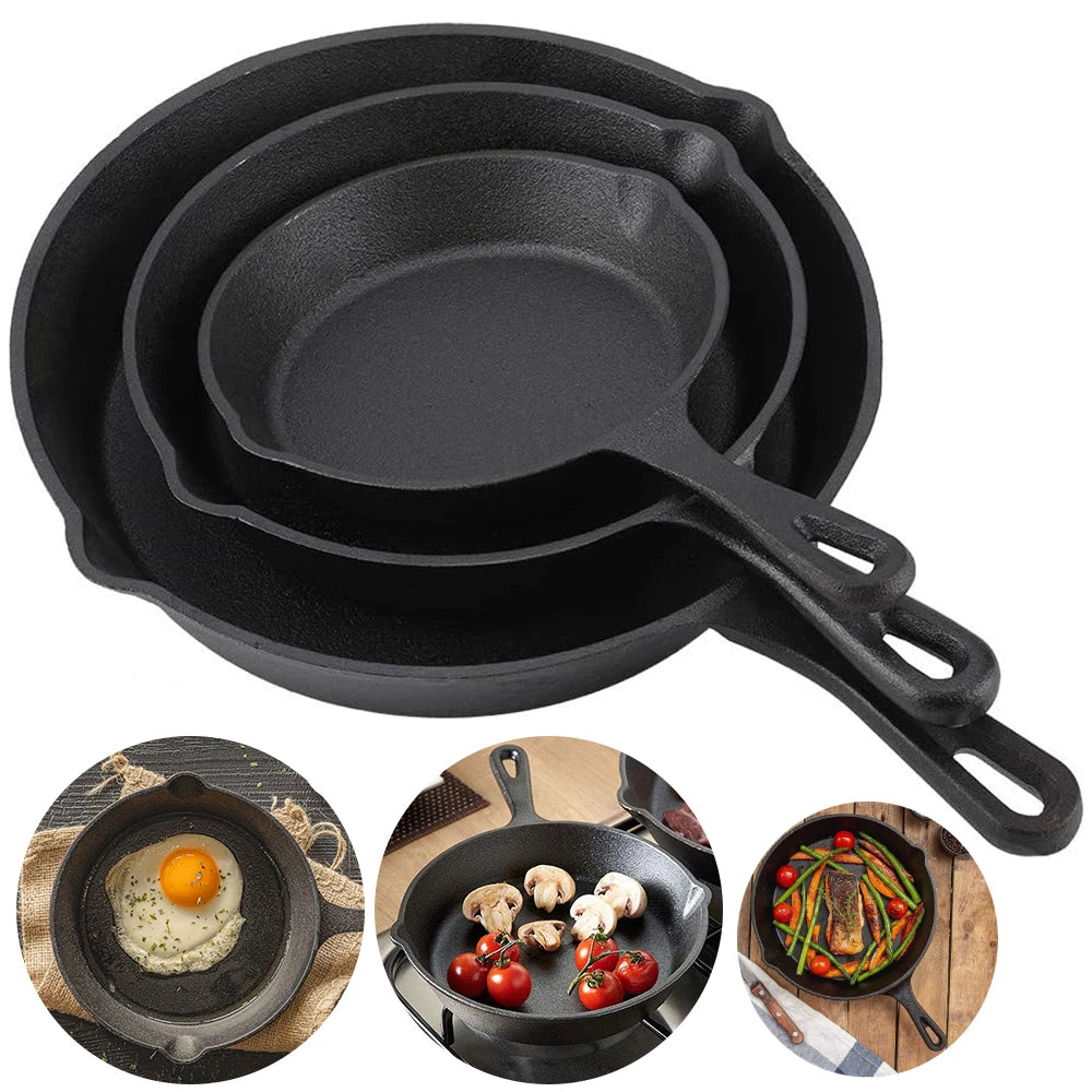 Cast Iron Frying Pan Set — 3 Piece