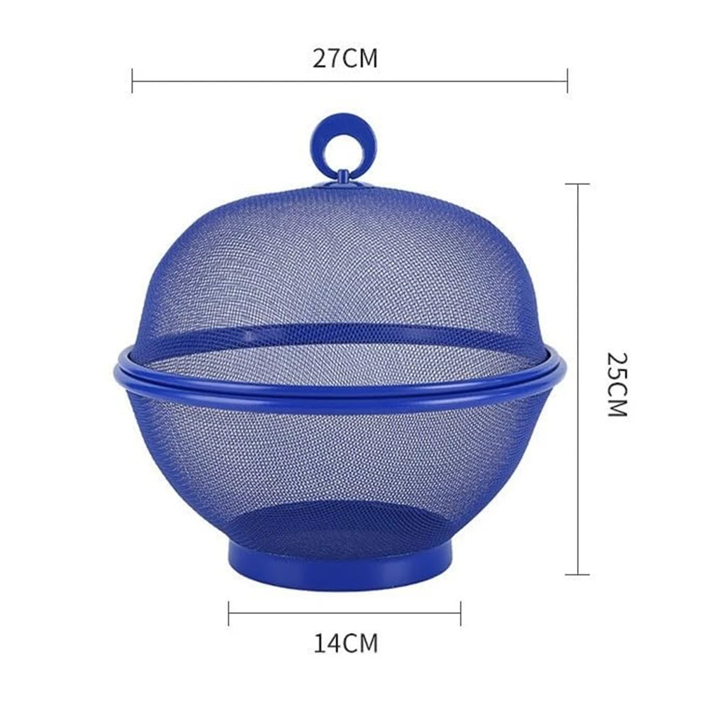 Modern Stainless Steel Mesh Fruit Basket with Bowl Base & Collapsible Cover – Breathable Design for Fly & Insect Protection – Ideal for Kitchen Use, Tables, Picnics & BBQs – Portable, Easy to Clean & Perfect for Storing Fruits and Vegetables
