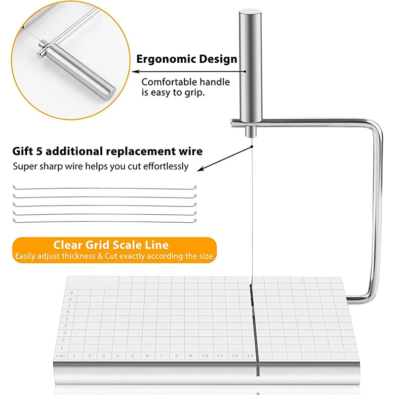 Cheese Slicer Board with Wire and 5 Replacement Wires