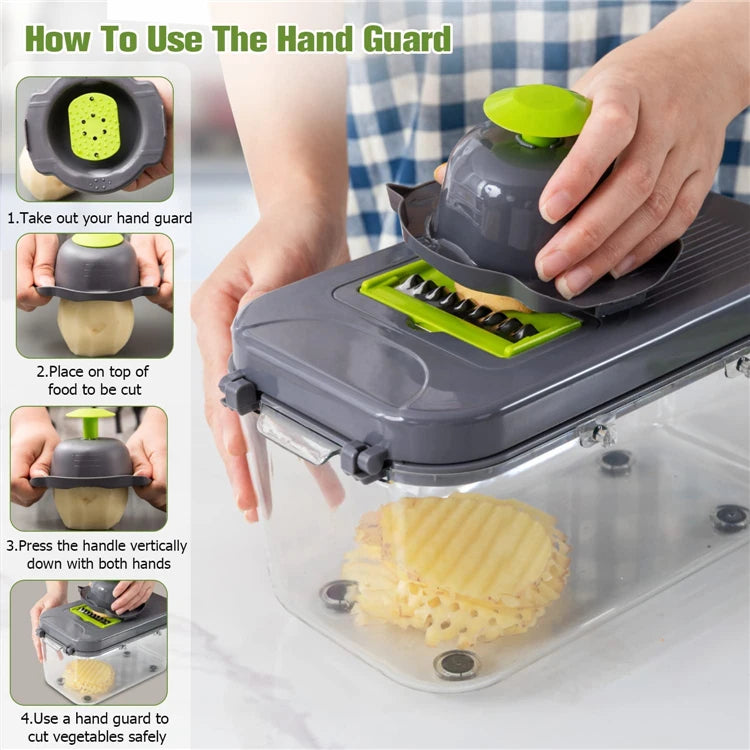 22 in 1 Vegetable Chopper & Dicer with 13 Blades and Container – Onion Chopper & Veggie Mandoline – Best for Potatoes, Tomatoes & Onions