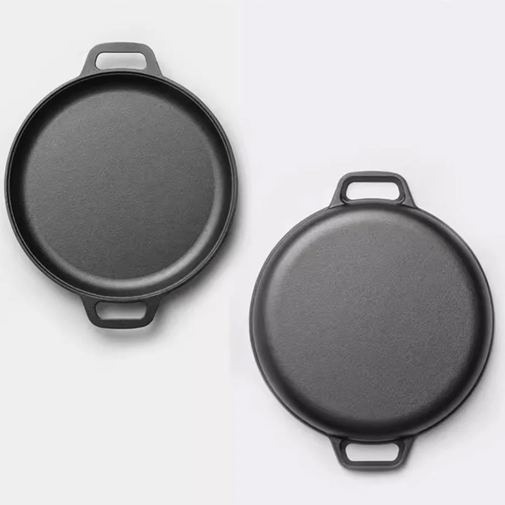 Cast Iron Pizza & Crepe Griddle Pan – Dual-Handle Skillet for Pancakes, BBQ, and Outdoor Cooking. Available Sizes: 30cm and 35cm