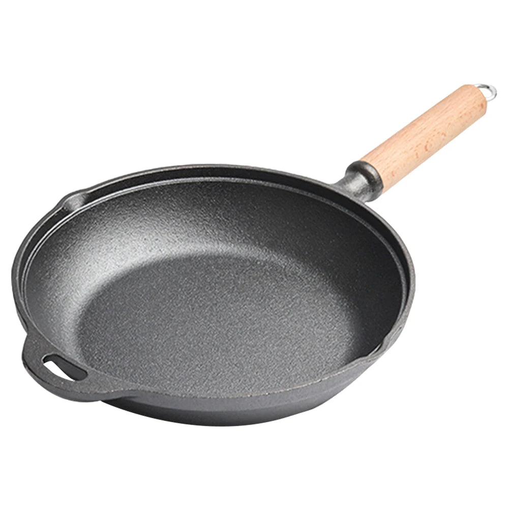Preseasoned Cast Iron Skillet With Handle Chef Pan For Frying Grilling Indoor Outdoor Cooking