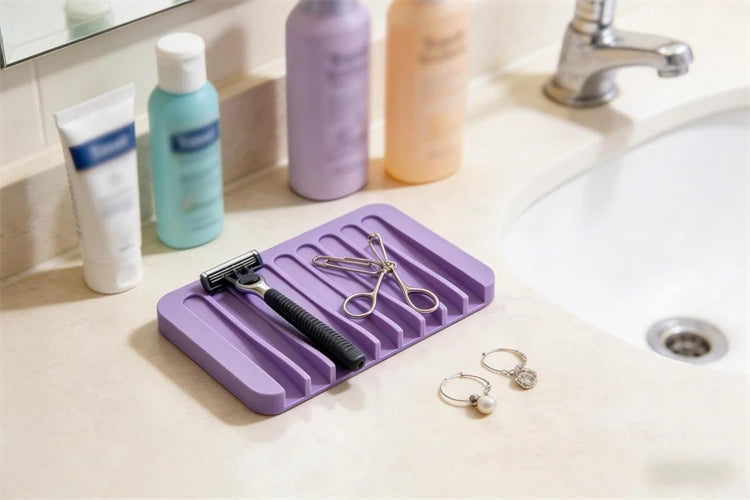 Self Draining Silicone Sponge & Soap Holder – Waterfall Soap Dish Drainer – Ideal for Kitchen Sinks & Bathrooms
